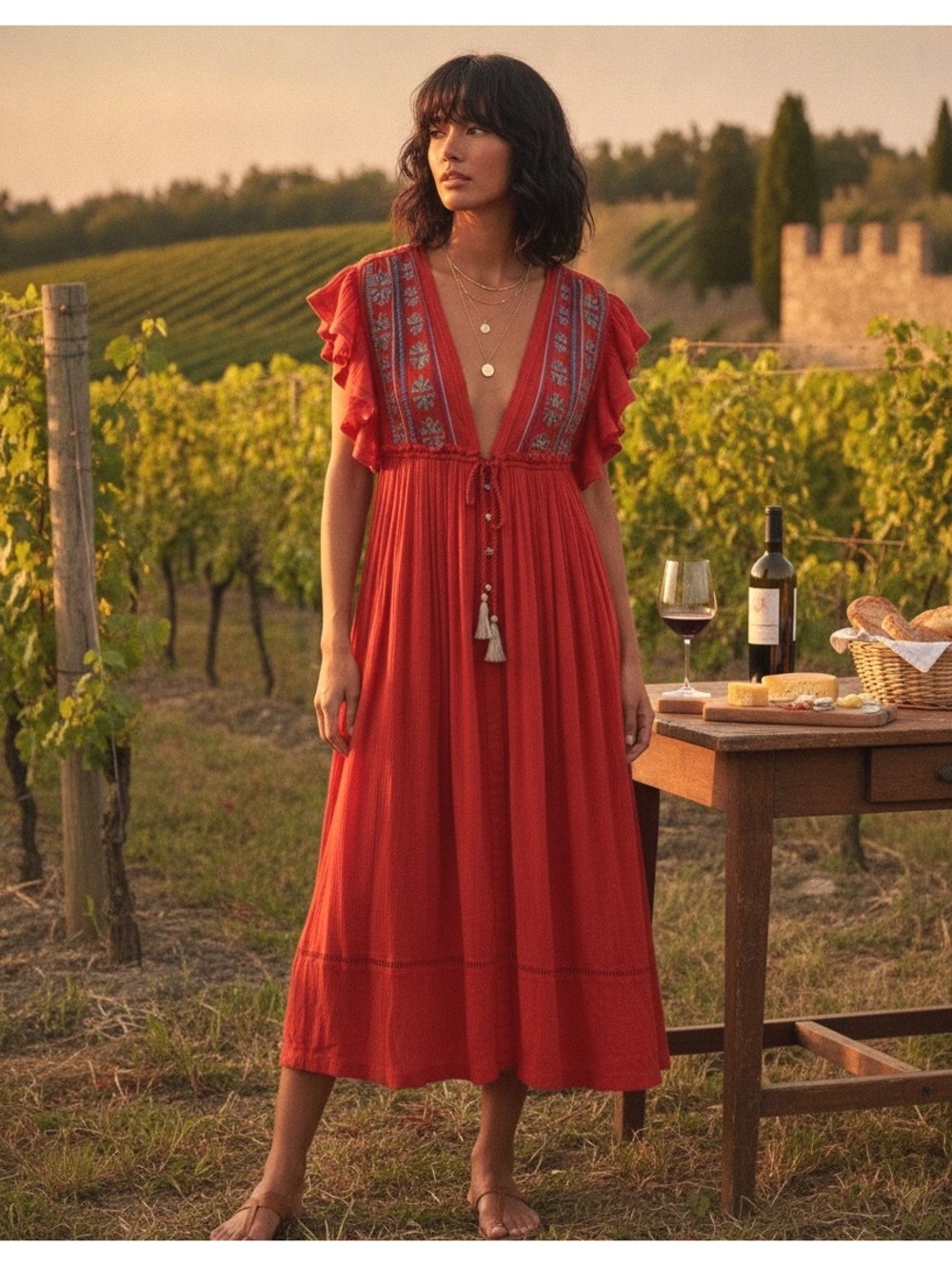 Free People “Will Wait for You” Embroidered Boho Dress, size XS (oversized)